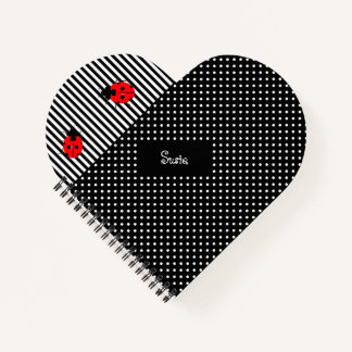 Ladybugs Heart Spiral Design Custom School Notebook
