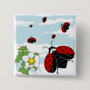 ladybugs in flight 15 cm square badge