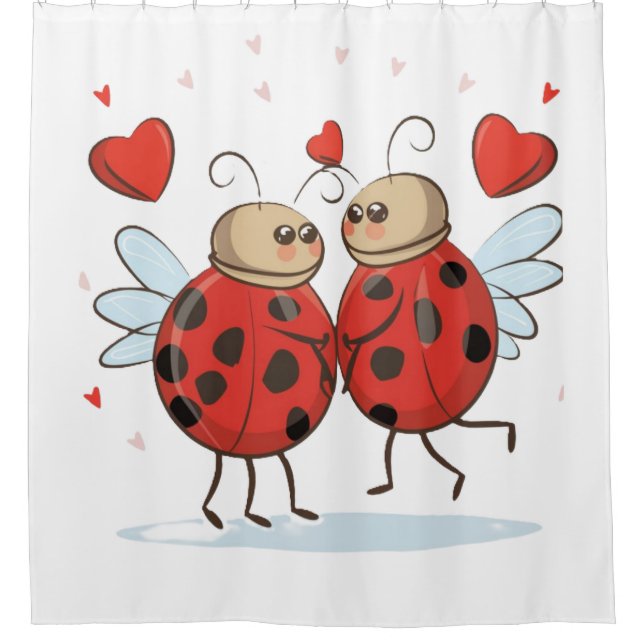 Ladybugs in Love Shower Curtain (Front)