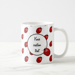 Ladybugs in red coffee mug