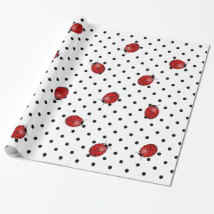 Ladybugs in red wrapping paper