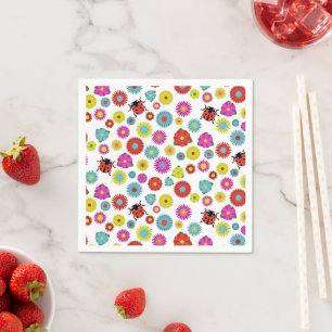 Ladybugs in the Garden Amongst the Flowers Napkin