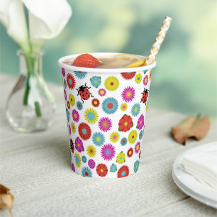 Ladybugs in the Garden Amongst the Flowers Paper Cups