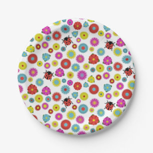 Ladybugs in the Garden Amongst the Flowers Paper Plate