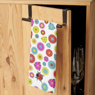 Ladybugs in the Garden Amongst the Flowers Tea Towel