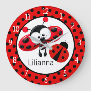 Ladybugs Large Clock