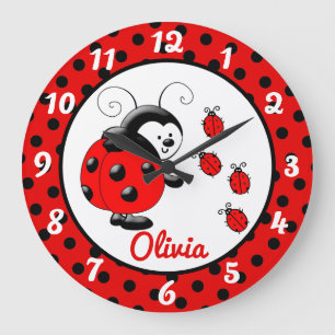 Ladybugs Large Clock