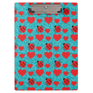 Ladybugs Lucky Insect Red Hearts Black Polka Dots Clipboard