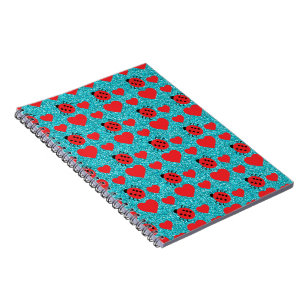 Ladybugs Lucky Insect Red Hearts Black Polka Dots Notebook