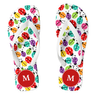 Ladybugs Monogrammed Flip-flops Thongs