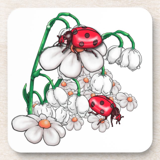 ladybugs on flors coaster (Front)