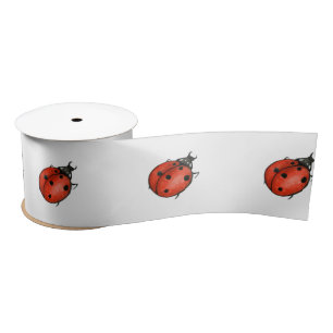 Ladybugs on White Satin Ribbon