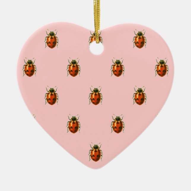 Ladybugs Pattern with customisable Name Jessica Ceramic Ornament (Front)
