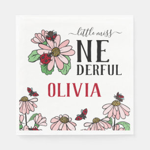 Ladybugs Pink Daisies Onederful Birthday Party Napkin