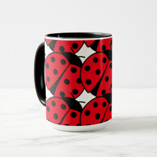 Ladybugs   red black pattern     mug