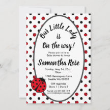 Ladybugs retro polka dots baby shower invitation