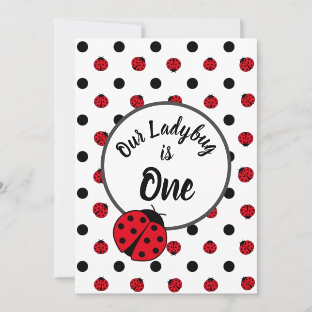 Ladybugs retro polka dots   invitation (Front)