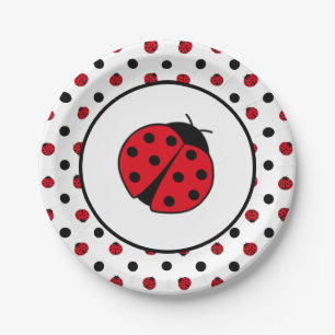 Ladybugs retro polka dots    paper plates