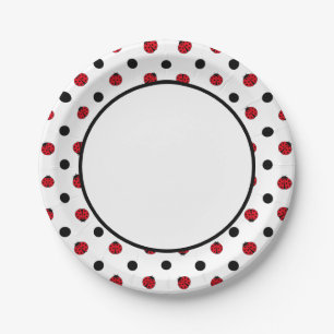 Ladybugs retro polka dots    paper plates