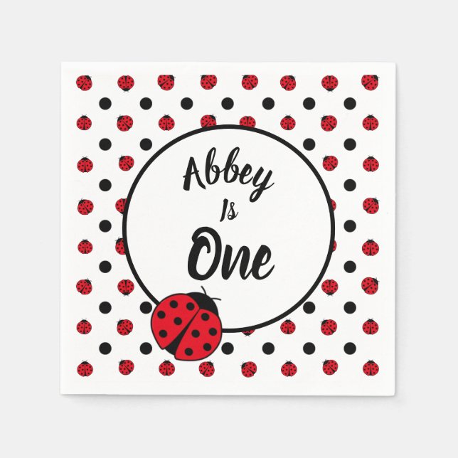 Ladybugs retro polka dots    paper plates napkin (Front)