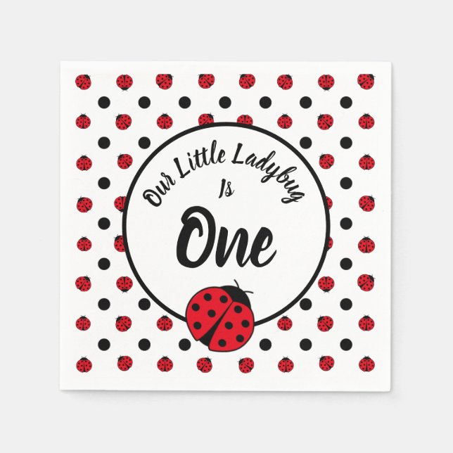 Ladybugs retro polka dots    paper plates napkin (Front)