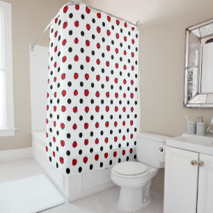 Ladybugs retro polka dots   shower curtain