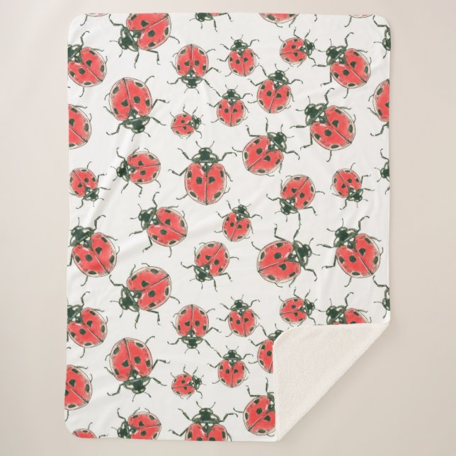 Ladybugs Sherpa Blanket (Front)