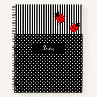 Ladybugs Spiral Design Custom School Notebook