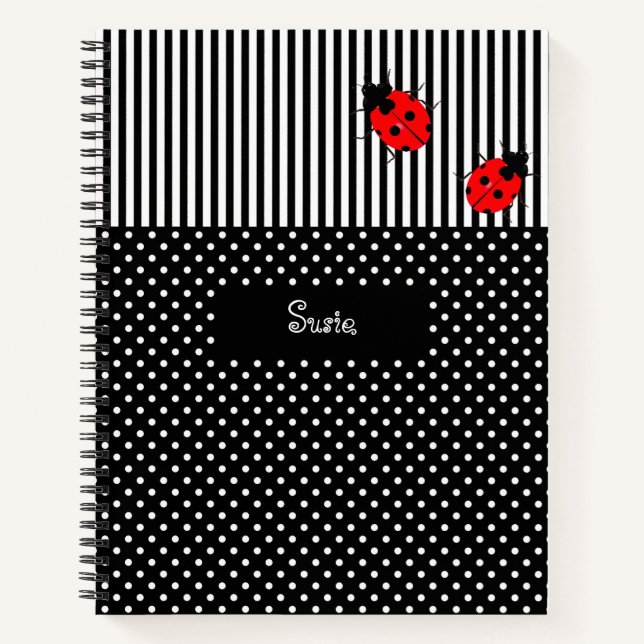 Ladybugs Spiral Design Custom School Notebook (Front)
