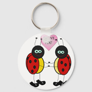 Ladybugs together holding hands in love key ring