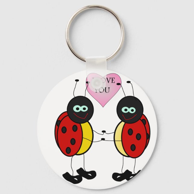 Ladybugs together holding hands in love key ring (Front)