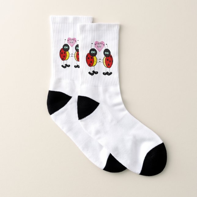 Ladybugs together holding hands in love socks (Pair)