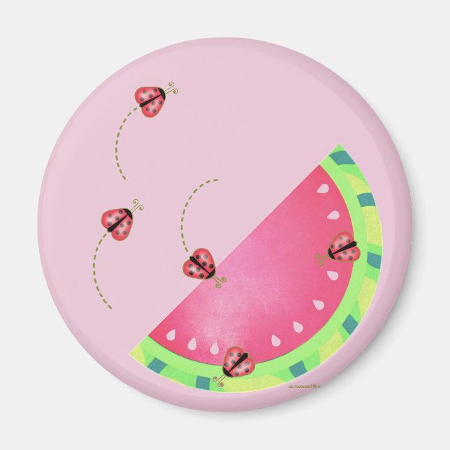 Ladybug's Watermelon 2¼ Inch Circle Magnet (Front)