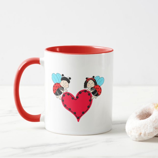 Ladybugs with heart mug (With Donut)