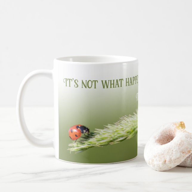 Ladybugs with motivational quote positive mindset coffee mug (With Donut)