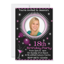 Lady's 18th Birthday Party Photo Invitation