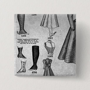 Lady's Bicycle Fashions1897 - Vintage 15 Cm Square Badge