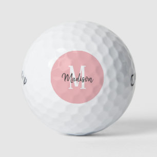 Ladys Blush Pink Script Monogram Name Golf Balls