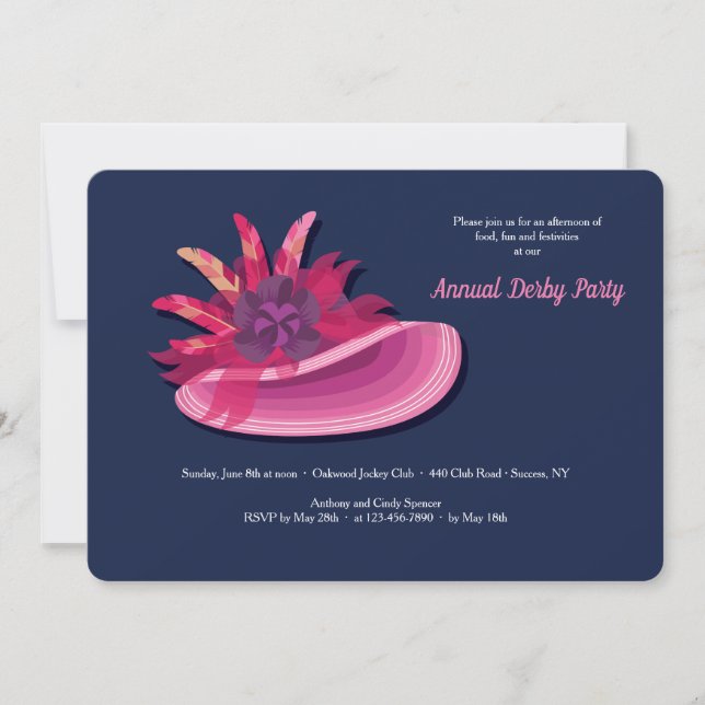 Lady's Hat 2 Derby Party Invitation (Front)