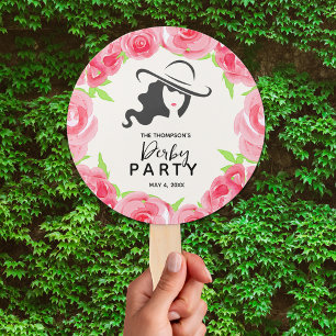 Lady's Hat and Roses Derby Party Hand Fan