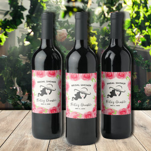 Lady's Hat & Roses Derby Bridal Shower Wine Labels