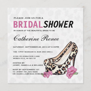 Lady's Jaguar Stiletto Hibiscus Bridal Shower Invitation