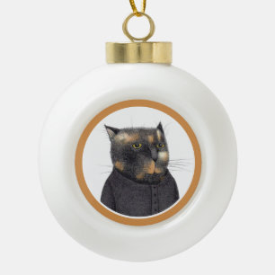 LADY'S MAID CAT Ceramic Ball Ornament