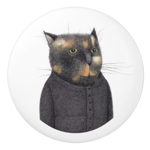 LADY'S MAID CAT Ceramic Drawer Knob