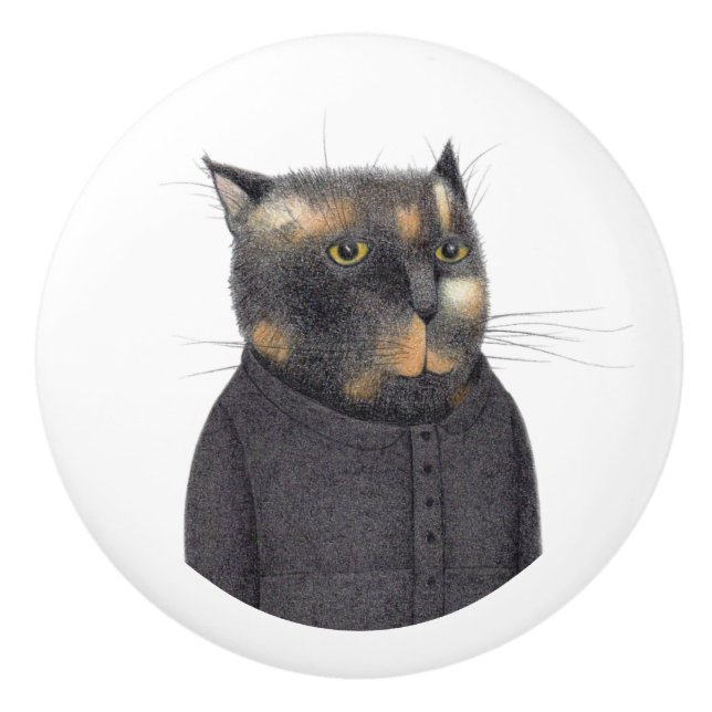 LADY'S MAID CAT Ceramic Knob (Front)