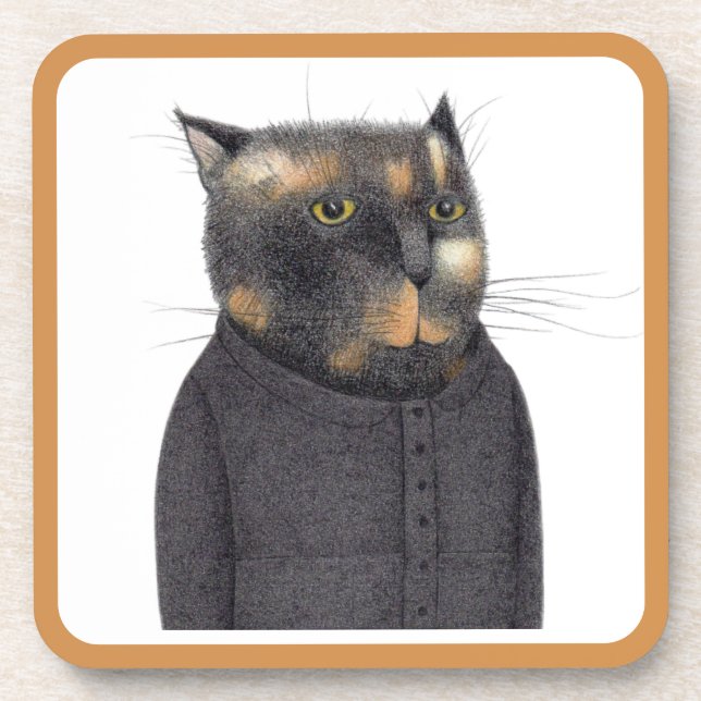 LADY'S MAID CAT Hard Plastic Coasters  (Front)