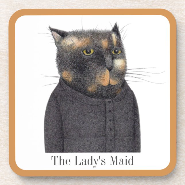 LADY'S MAID CAT Hard Plastic Coasters + Text (Front)