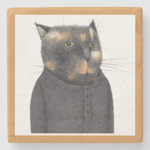 LADY'S MAID CAT Marble Stone Coaster