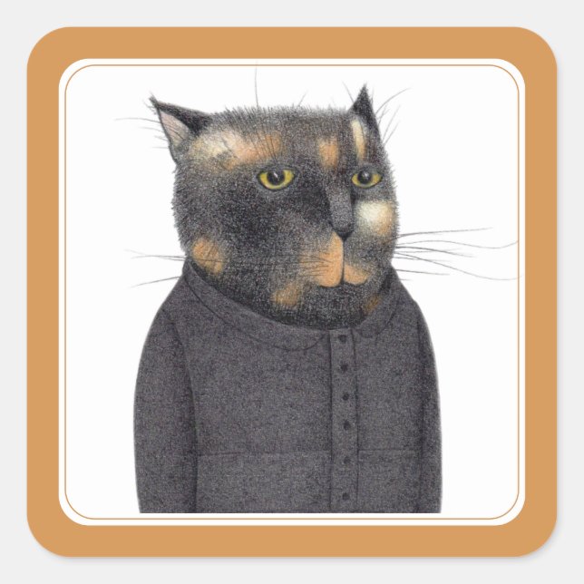 LADY'S MAID CAT Small Square Stickers (Front)