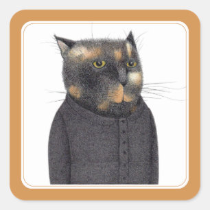 LADY'S MAID CAT Small Square Stickers